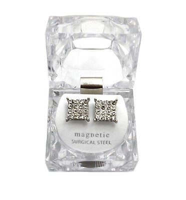 NEW 11.4mm SQUARE MAGNETIC PIECE PIERCED STUD HIP HOP HIP
