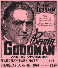 1936 Benny Goodman Gene Krupa Jazz Swing Live Performance Handbill Ad Flier *O