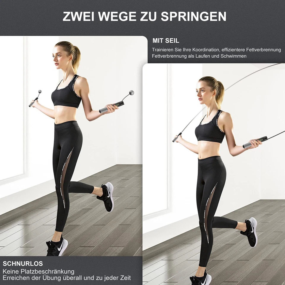 Fitness Springseil mit Zähler Profi Seilspringen Hüpfseil Erwachsene & Kinder - Bild 3 von 4
