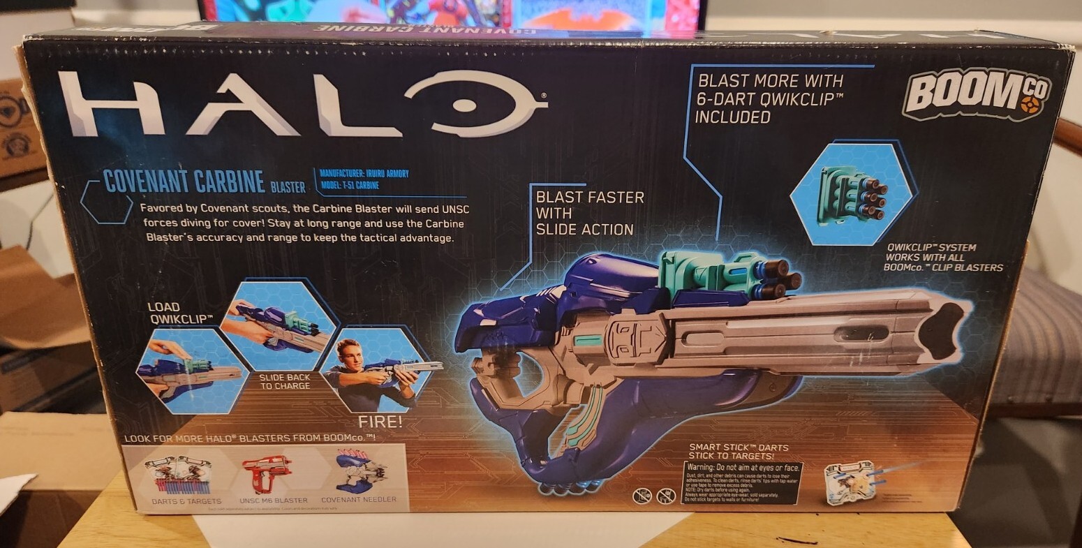 Halo Covenant Carbine Blaster Dart Gun Mattel Boomco 2015 Sealed Box Damage