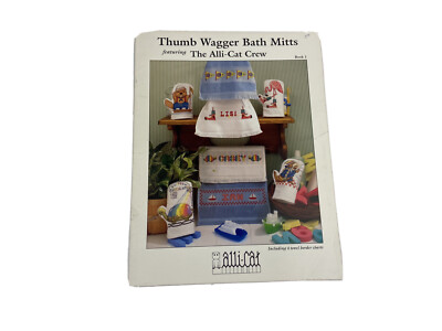 Alli-cat Thumb Waver Bath Mitt Cross Stitch Pattern Booklet Turtle Flamingo 