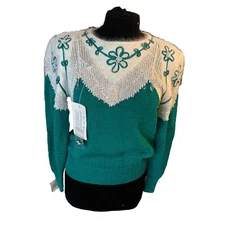 Christine Vintage Metallic Detail Angora Blend Sweater Size Medium