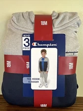 Champion Toddler Boys' Grey/Navy Active Hoodie, Joggers & Tee Set - 18M