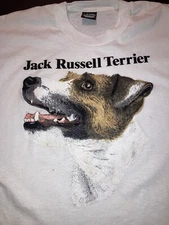 Vintage NOS Jack Russell Terrier  Large  White  Single Stitch  Screen Stars Best