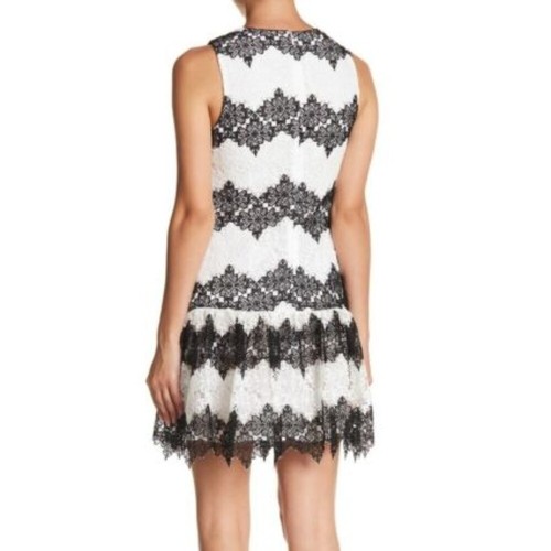 Vestido de encaje blanco y negro para mujer Betsey Johnson, talla 10 - Imagen 2 de 10