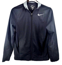 Nike Running Jacket Womens Small Black Full Zip Dri-Fit Lightweight Track w Logo