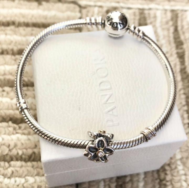 Pandora Flower Charm Diamond Combi S925 K14 | eBay