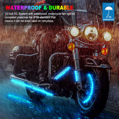 12pc RGB LED Neon Under Glow Light Strip Kit For Yamaha R1/R6 & Most Street Bikes