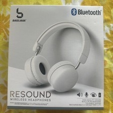 new BASS JAXX RESOUND wireless BLUETOOTH headphones WHITE built-in microphone