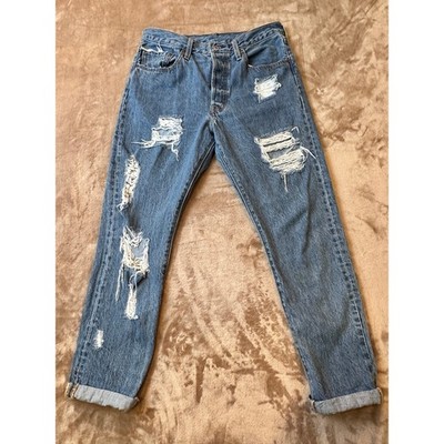Levi's 501 Skinny Distressed Jeans Women's 27x28 High Rise Medium Wash