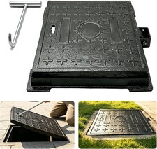 Cast Iron Manhole Cover and Frame, B125 Square Black Septic Tank Lid with Base