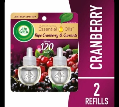 AIR WICK  - Ripe Cranberry & Currants 2PK Oil Refills Limited Edition New
