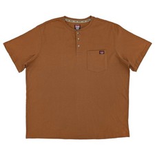 Wrangler Workwear Mens Duck Brown Short Sleeve Relaxed Fit Pocket Henley 2XL