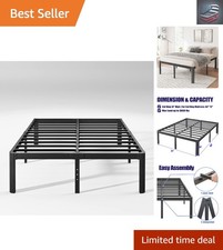 Noise-Free California King Bed Frame with Heavy Duty Support - Black Metal