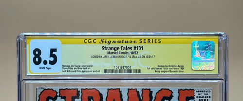 Strange Tales #101 CGC 8.5 2x Sig Lieber & Lee Human Torch Story VTG Comic '62 - Picture 2 of 4