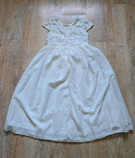 M&auml;dchen Kleid Wei&szlig; festlich mit Spitze, T&uuml;llrock, Kurzarm, Satinband 152/158