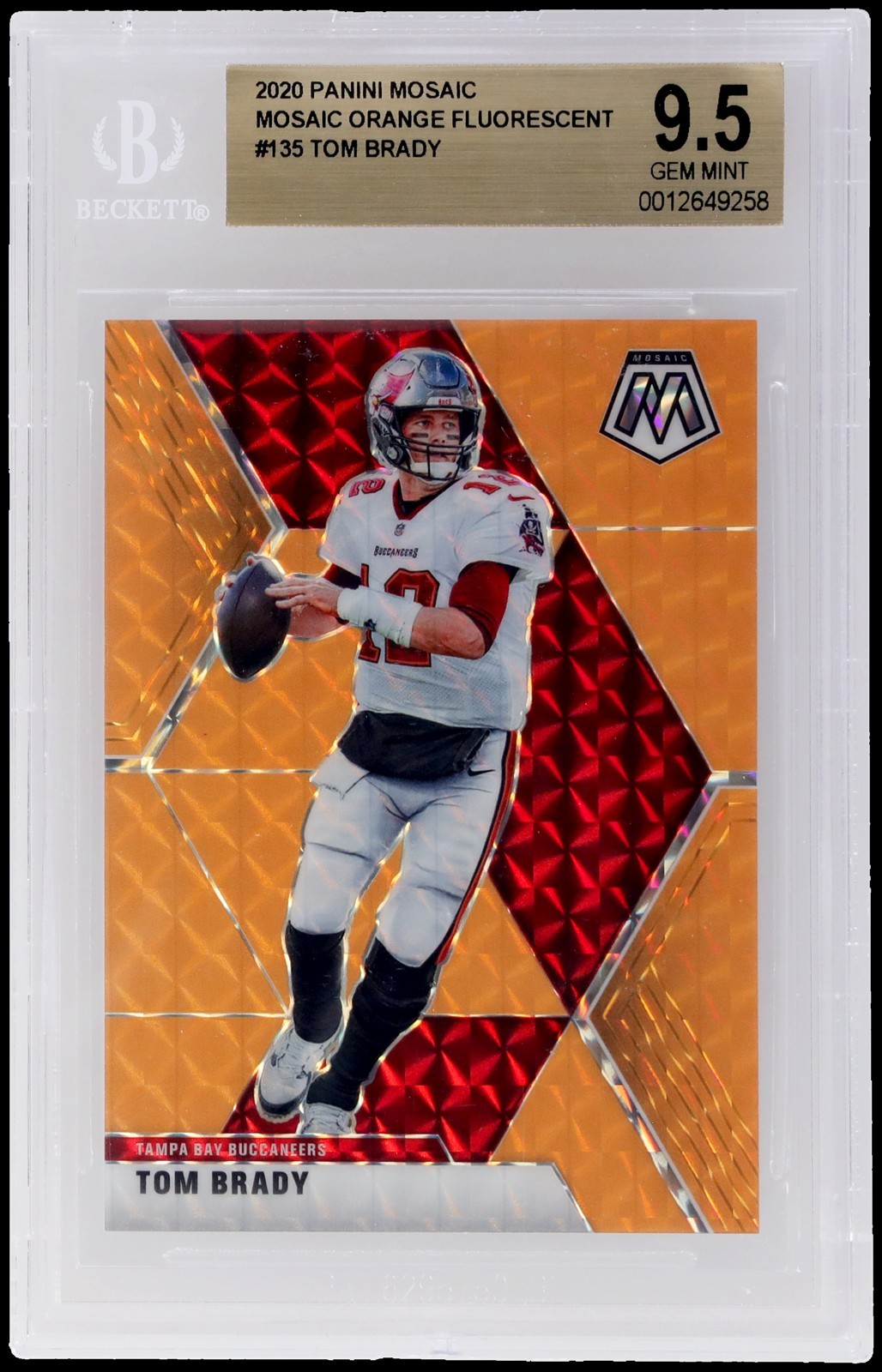 2020 Panini Mosaic Tom Brady #135 BGS 9.5 Orange Fluorescent Mosaic 2/25