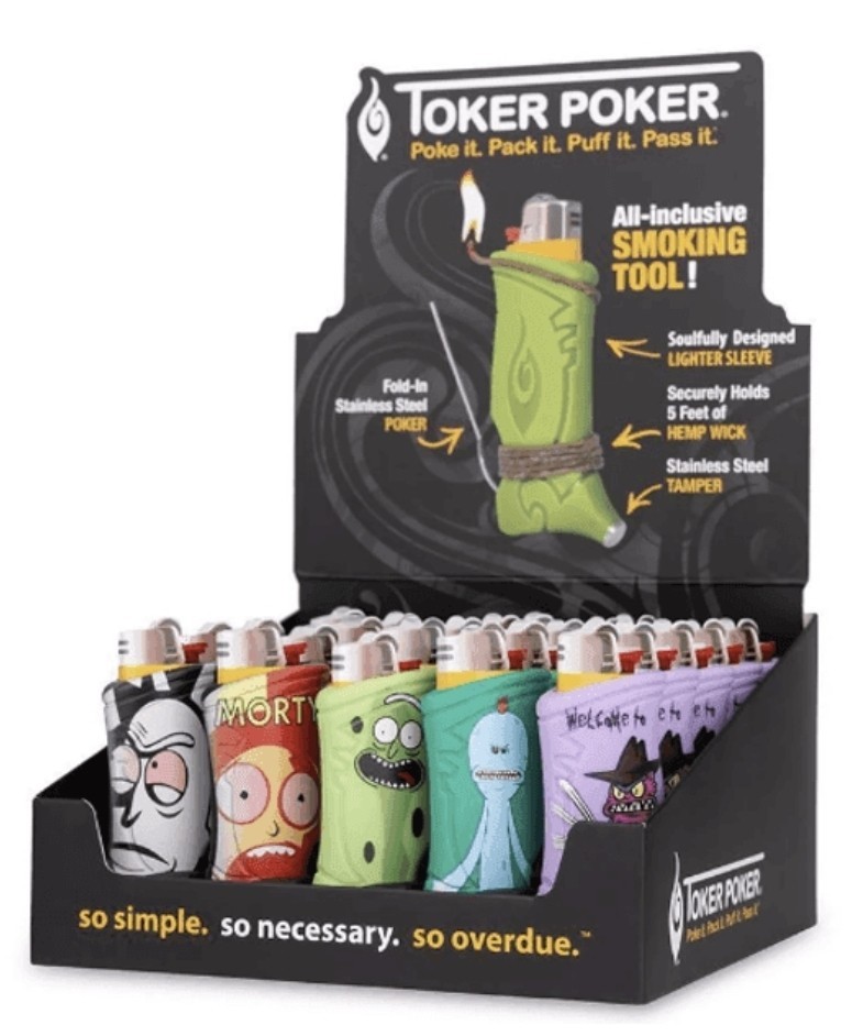 1 Toker Poker Lighter Sleeve Smoking Tool Fits Bic Lighters RICK MORTY 5  Designs