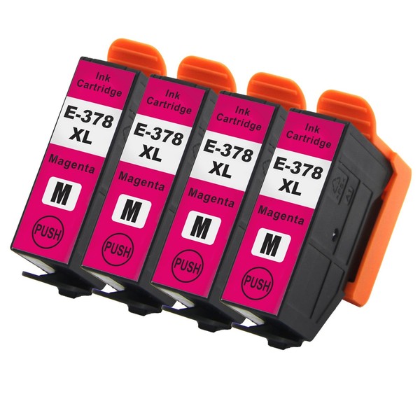 4 Magenta Xl Tintenpatronen Ersetzen Epson 378XLM Non-Oem / Compatible-image