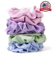 8PCS Pastel Satin Scrunchies Soft Silk Hair Ties No Crease For Thick Thin Hair