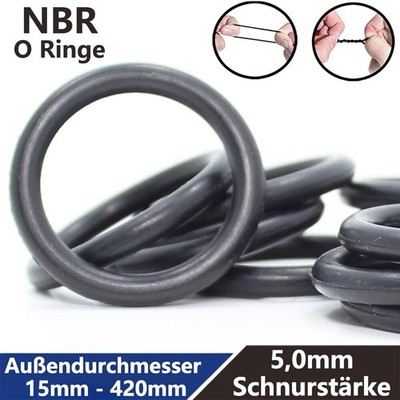 O-Ring AD 15mm-420mm Schnurstärke 5,0mm NBR 70 Dichtring Dichtungsring Gummiring