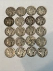 Mercury Dimes Silver Lot of Twenty (20) 90% Silver Coins 1916-1945