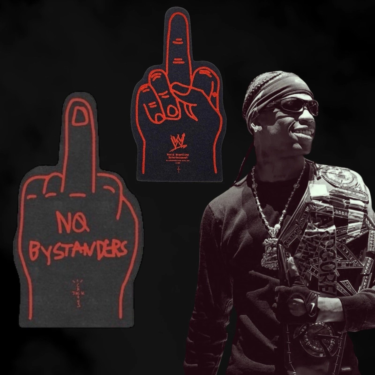 WWE X Cactus Jack Foam Finger Travis Scott Wrestling No Bystanders