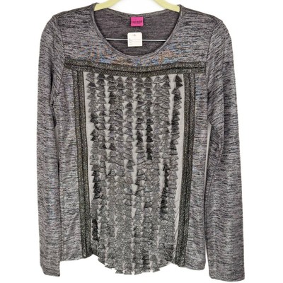 New Save The Queen Made in Italy Gray Metallic Fringe Tassels Unique Top Small