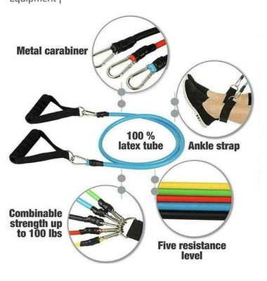 Portable Total-Body Resistance Band Set with Handles & Ankle Straps