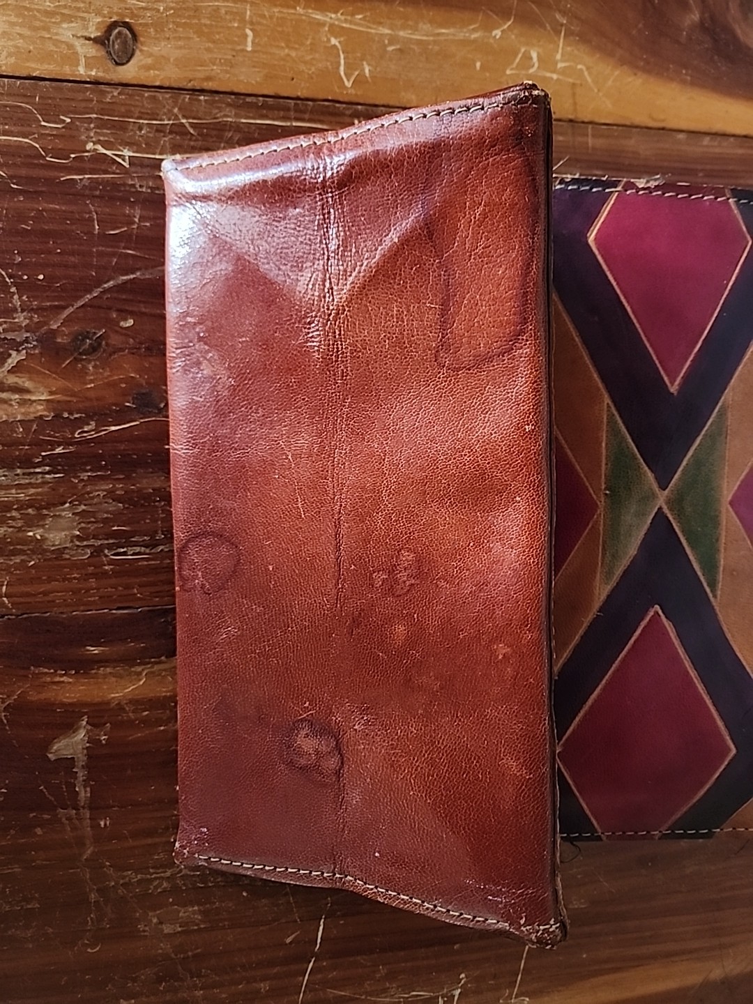 Vtg Mtc 1992 Leather Rectangular Tooled Geometric… - image 3