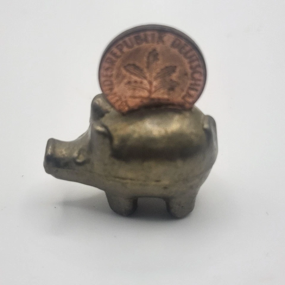 Hucha alemana de latón vintage miniatura banco Bundesrepublik Deutschland P Foto 4 de 4