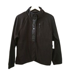 Juniors Black Snap Button Fleece Pullover Pockets XL 15-17 No Boundaries NWT