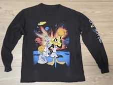 Vtg Space Jam Shirt Long Sleeve Size L Black Bugs Bunny Daffy Duck Tune Squad