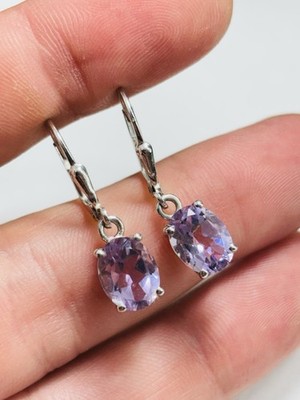 TJC Silber Ohrringe mit hochwertigen Amethysten 27mm