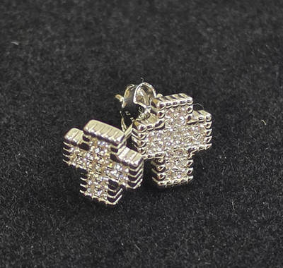 Bella Luce Rhodium Over 925 Sterling Silver Cross Stud Earrings Butterfly Back