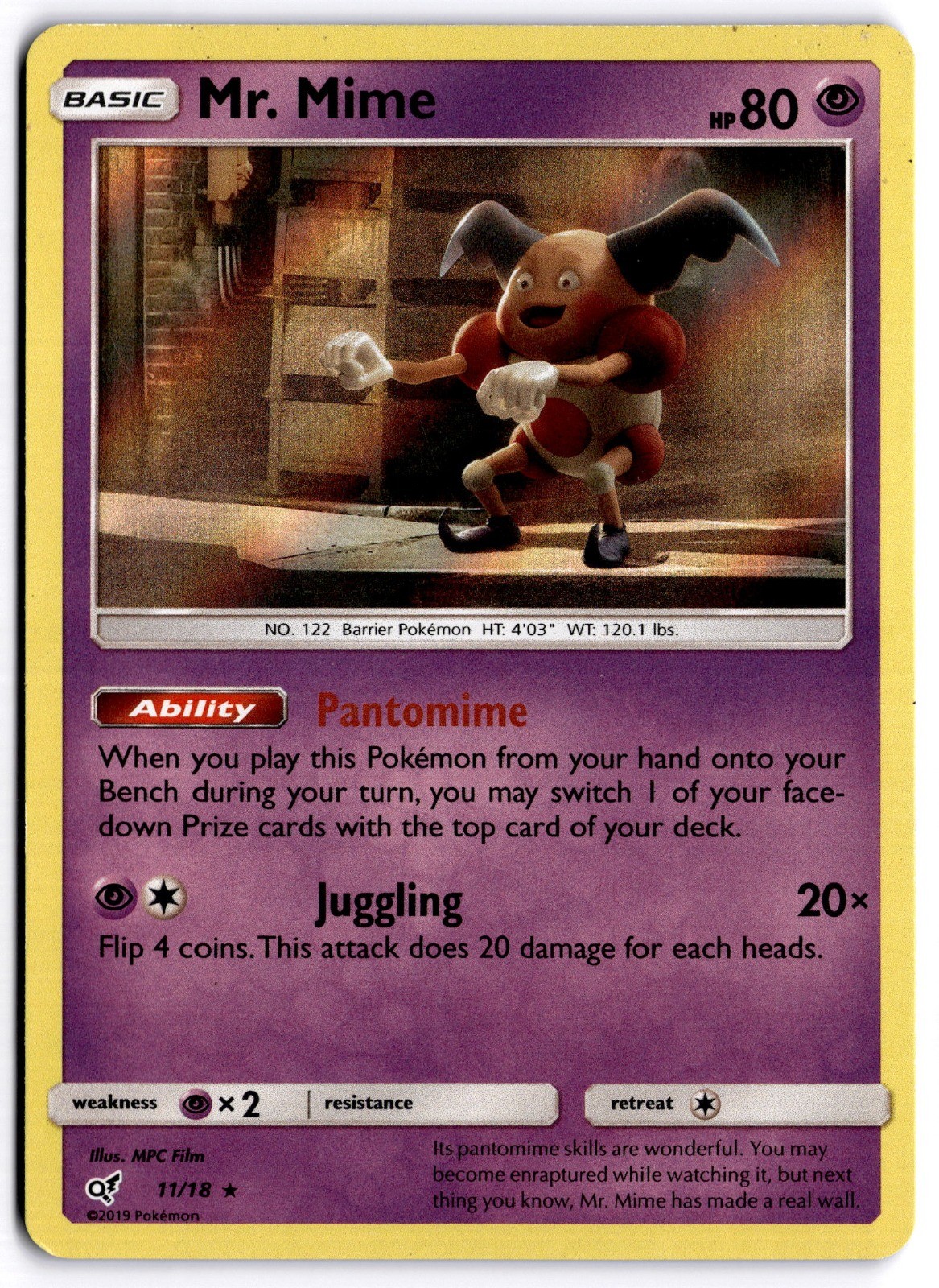 Mr. Mime 11/18 Detective Pikachu Rare Holo