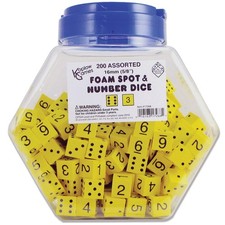Inc. Yellow Spot 16Mm Foam Dice Classroom Accessories