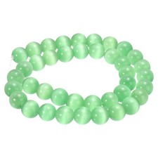 38pcs Light Green Cat's Eye Stone Beads 10mm Round Crystal Loose Bead