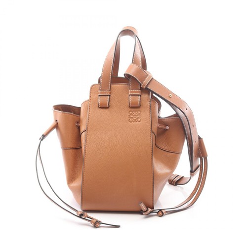 LOEWE Hammock Drawstring Bag Small Leather Brown M21406