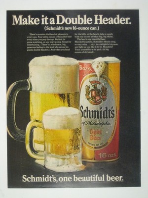Schmidts Light Beer Vintage Magazine Print Ad Double Header Promotion 1960s MOD