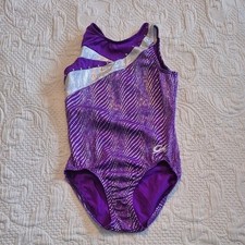 GK child Large purple silver shimmery leotard, dance gymnastics, VGUC