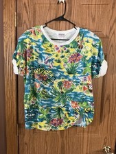 Vintage Knitpicks Top Large Tropical Design Shoulder Pads VGUC Made In USA     