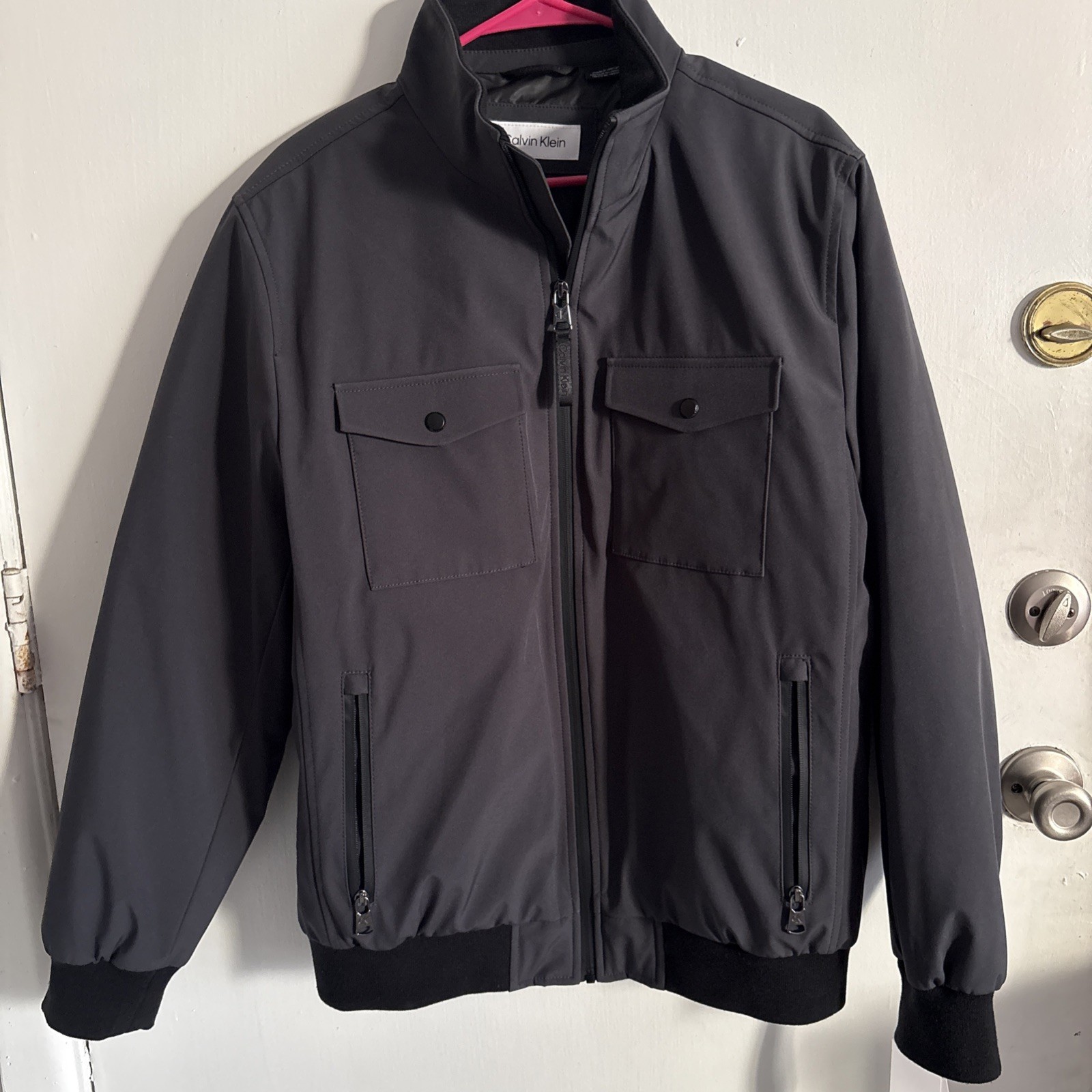 Calvin Klein Men's Black Flex Tech Water-Resistant Bomber Jacket M image 2