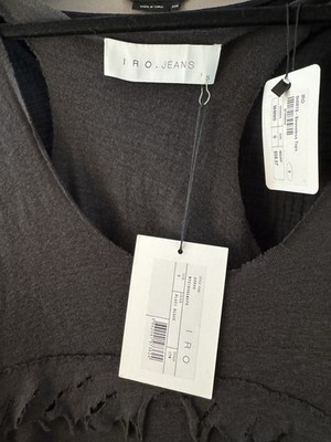 IRO Jeans Distressed Raw Edge Tank Top Black NWT XS Designer Paris Grunge