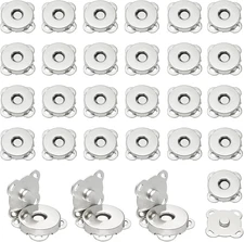 30 Sets Magnetic Snap Buttons,14Mm Silver Magnetic Button for Clothes, Bags, Pur