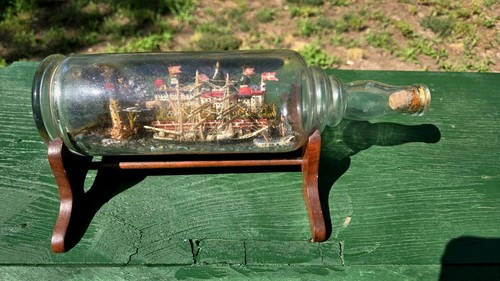 Vintage Signed, 1922 Norway Ship in Bottle * Detailed Diorama* Folk Art * Mint!
