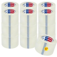 3" Heavy Duty Packing Tape, 18 Rolls, Clear, 3" Core, Total 990Y, Clear, 2.5 mil