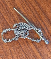 Small Silver Dragon Lilla Rose Flexi Clip with red and silver beads