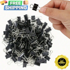 Metal Paper Clip Holder 30X Black Clamp Style Paper Binder Clips Office Document