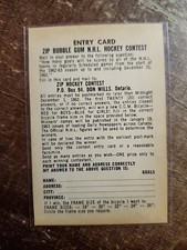 Zip Bubble Gum Entry Card 1963 PARKHURST Hockey  D106
